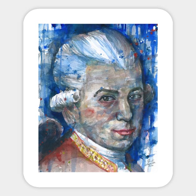 WOLFGANG AMADEUS MOZART watercolor portrait.2 Sticker by lautir